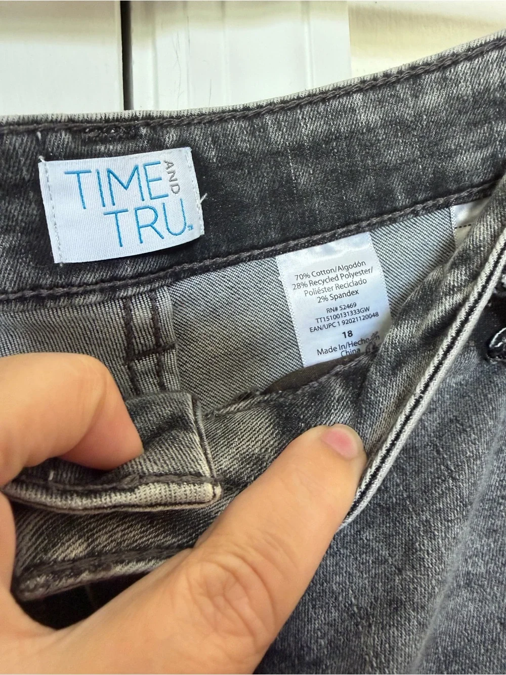 Time and Tru Distressed Black Washed Jean Shorts